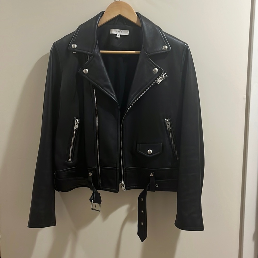 IRO Classic Leather jacket silver hardware lightly worn size 38